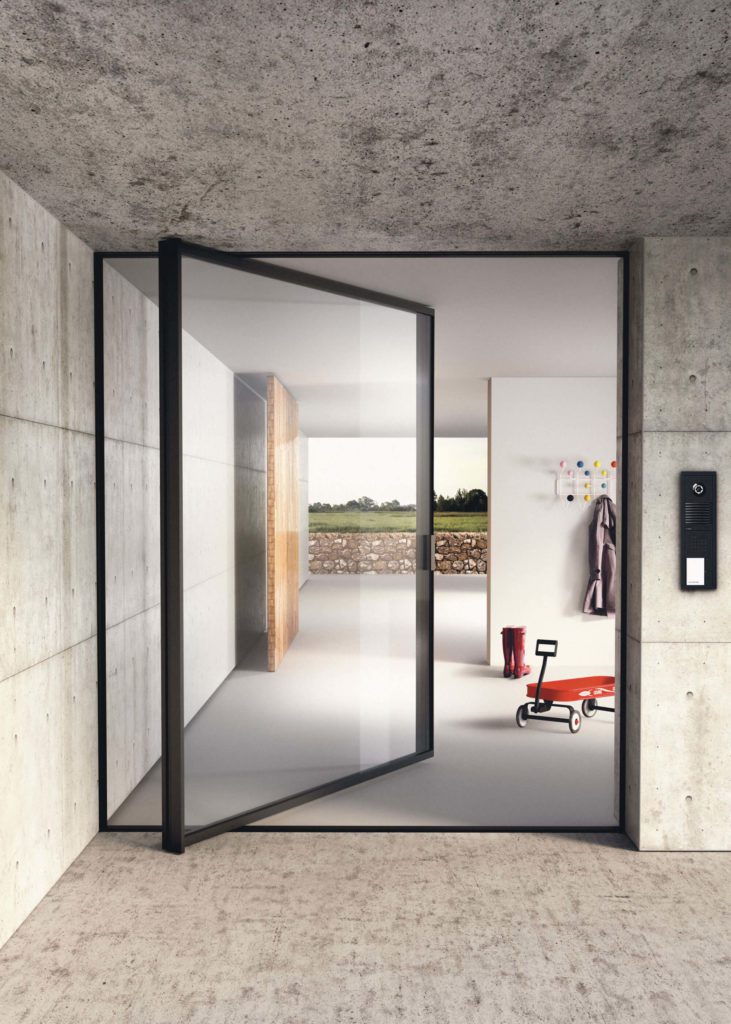 Sky Frame pivot door, architecturally designed with slim profile